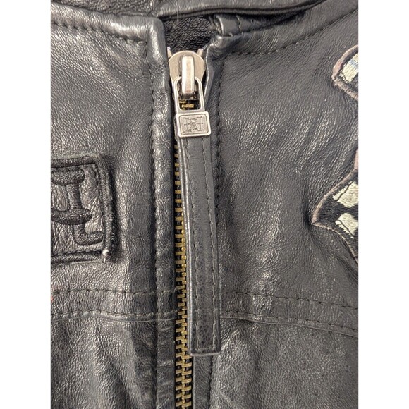 Ed Hardy by Christian Audigier Women's S Black Leather Jacket World Tour Skull - Picture 5 of 16